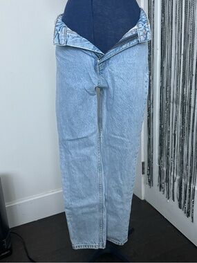 Zara Light Blue Relaxed Straight-Leg Jeans